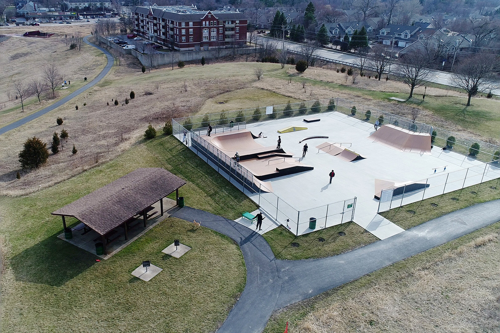 Aerial view of the skate park at Margreth Park